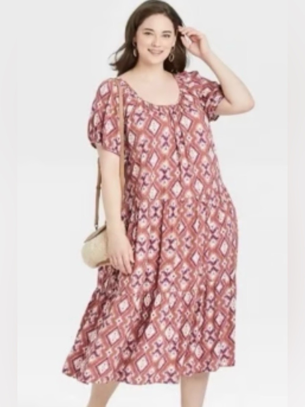 Knox Rose Puff Sleeve Tiered Rayon Midi Dress